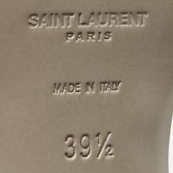 Saint Laurent Light Grey Leather Tribute Ankle Strap Sandals Size 39.5