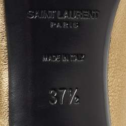 Saint Laurent Gold Leather Peep Toe Pumps Size 37.5