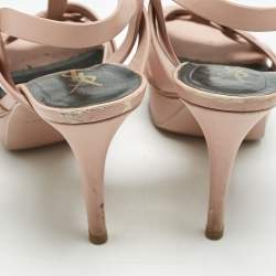Saint Laurent Light Pink Leather Tribute Ankle Strap Sandals Size 37.5