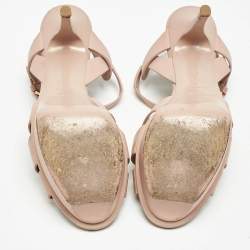 Saint Laurent Light Pink Leather Tribute Ankle Strap Sandals Size 37.5