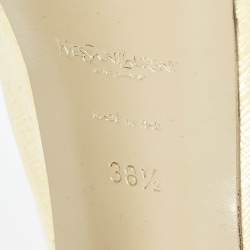Saint Laurent Cream Leather Tribtoo Slingback Pumps Size 38.5