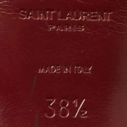 Pre Owned Saint Laurent Burgundy Patent Leather Tribute Platform Sandals Size 38.5
