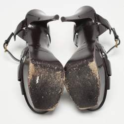 Saint Laurent Burgundy Patent Leather Tribute Sandals Size 39