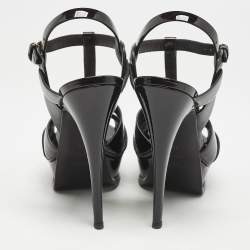 Saint Laurent Burgundy Patent Leather Tribute Sandals Size 39