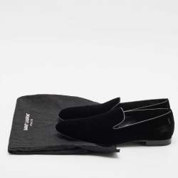 Saint Laurent Black Velvet Smoking Slippers Size 42