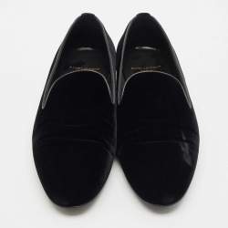 Saint Laurent Black Velvet Smoking Slippers Size 42