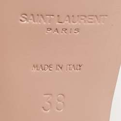 Saint Laurent Beige Patent Leather Tribute Ankle Strap Sandals Size 38