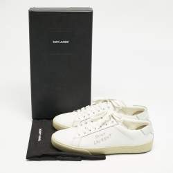 Pre Owned Saint Laurent White Leather Court Classic SL/06 Sneakers Size 38.5