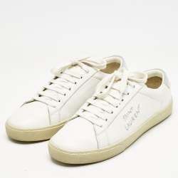 Pre Owned Saint Laurent White Leather Court Classic SL/06 Sneakers Size 38.5