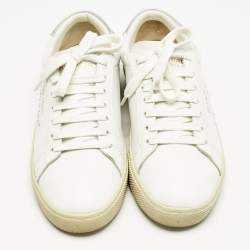 Pre Owned Saint Laurent White Leather Court Classic SL/06 Sneakers Size 38.5