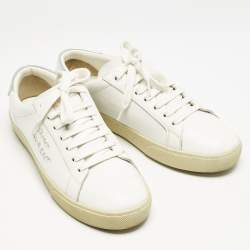 Pre Owned Saint Laurent White Leather Court Classic SL/06 Sneakers Size 38.5