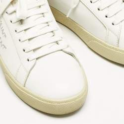 Pre Owned Saint Laurent White Leather Court Classic SL/06 Sneakers Size 38.5