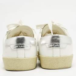 Pre Owned Saint Laurent White Leather Court Classic SL/06 Sneakers Size 38.5