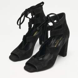Saint Laurent Black Suede and Velvet Loulou Sandals Size 37