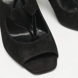 Saint Laurent Black Suede and Velvet Loulou Sandals Size 37