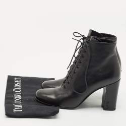 Saint Laurent  Black Leather Ankle Length Boots Size 36