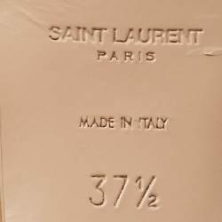 Saint Laurent Beige Patent Leather Tribute Platform Sandals Size 37.5