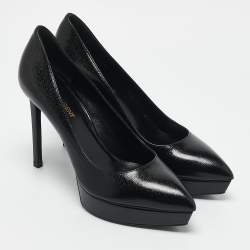 Saint Laurent Black Leather Janis Pumps Size 37.5