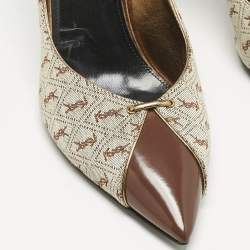 Saint Laurent Brown Monogram Canvas and Leather Lola Cap Toe Pumps Size 39