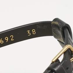 Saint Laurent Black/Beige Leather and Raffia Cassandra Thong Sandals Size 38