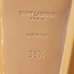 Saint Laurent Beige Patent Leather Tribtoo Platform Pumps Size 38.5