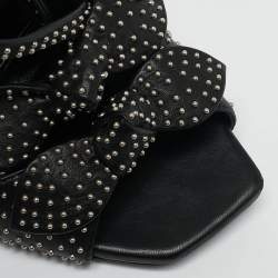 Saint Laurent Black Leather Pearls Embellished Ankle Wrap Sandals Size 40