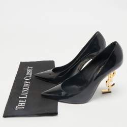 Saint Laurent Paris Black Patent Leather Opyum Pumps Size 39.5