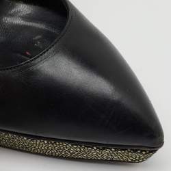 Saint Laurent Black Leather Janis Pointed Toe Platform Pumps Size 40