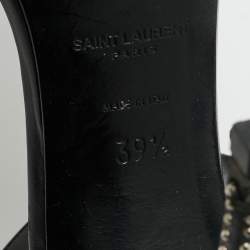 Pre Owned Saint Laurent Black Leather Embellished Ankle Strap Sandals Size 39.5