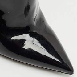 Saint Laurent Black Patent Leather Opyum Pointed Toe Ankle Boots Size 37