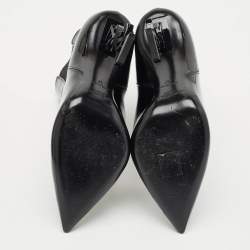 Saint Laurent Black Patent Leather Opyum Pointed Toe Ankle Boots Size 37