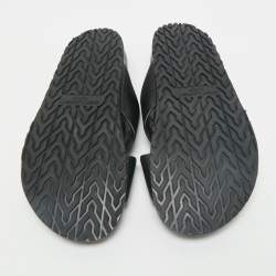 Pre Owned Saint Laurent Black Leather Crisscross Flat Slides Size 39