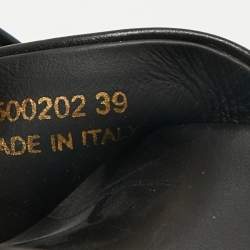 Pre Owned Saint Laurent Black Leather Crisscross Flat Slides Size 39