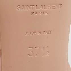 Saint Laurent Beige Leather Tribute Platform Sandals Size 37.5