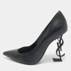 Saint Laurent Black Leather Opyum Pointed Toe Pumps Size 38