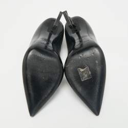 Saint Laurent Black Leather Opyum Pointed Toe Pumps Size 38