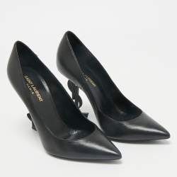 Saint Laurent Black Leather Opyum Pointed Toe Pumps Size 38