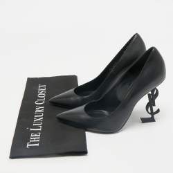 Saint Laurent Black Leather Opyum Pointed Toe Pumps Size 38