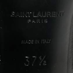 Pre Owned Saint Laurent Black Leather Fetish Ankle Booties Size 37.5