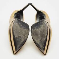 Saint Laurent Gold Leather Pointed Toe Janis Platform Pumps Size 40