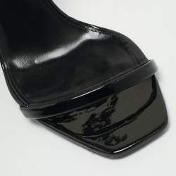 Saint Laurent Black Patent Leather Opyum Ankle Strap Sandals Size 40.5