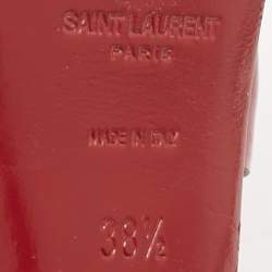 Pre Owned Saint Laurent Red Patent Leather Tribute Platform Sandals Size 38.5