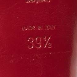 Pre Owned Saint Laurent Red Patent and Leather Palais Bow Peep Toe Pumps Size 39.5