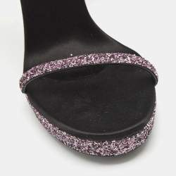 Saint Laurent Pink Glitter Hall Ankle Strap Sandals Size 38