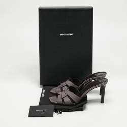 Saint Laurent Mauve Leather Tribute Slide Sandals Size 37