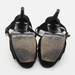 Saint Laurent Black Velvet Tribute Platform Sandals Size 40