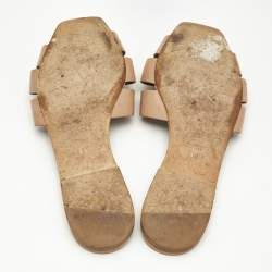 Saint Laurent Beige Patent Leather Tribute Flat Sandals Size 38