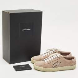 Saint Laurent Dusty Pink Suede Court Classic Low Top Sneakers Size 37