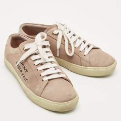 Saint Laurent Dusty Pink Suede Court Classic Low Top Sneakers Size 37