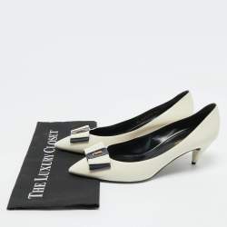 Saint Laurent Cream Leather Anais YSL Bow Pumps Size 40